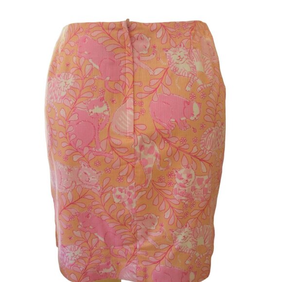 Lilly Pulitzer 2 Piece Skirt and Blouse Set, Pink and White with Cats, Sz 10/ 12 - Picture 9 of 10